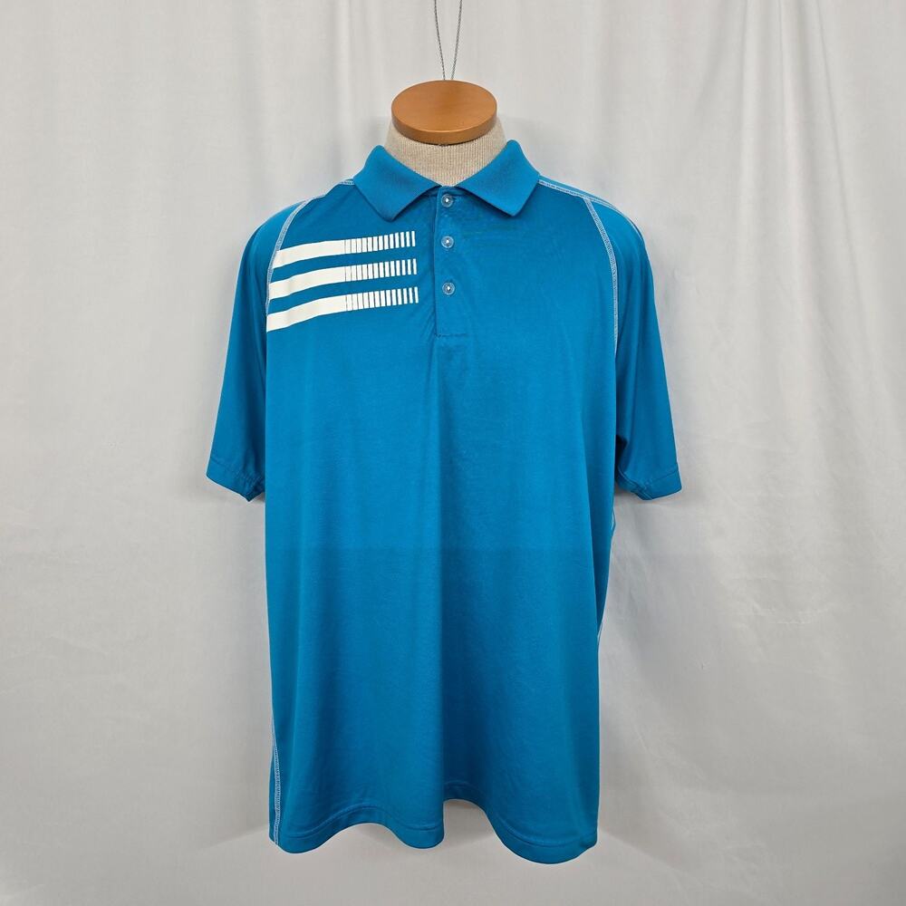 Adidas Golf 3 Stripes Chest Polo Men's XL Blue Short Sleeve Henley Lightweight